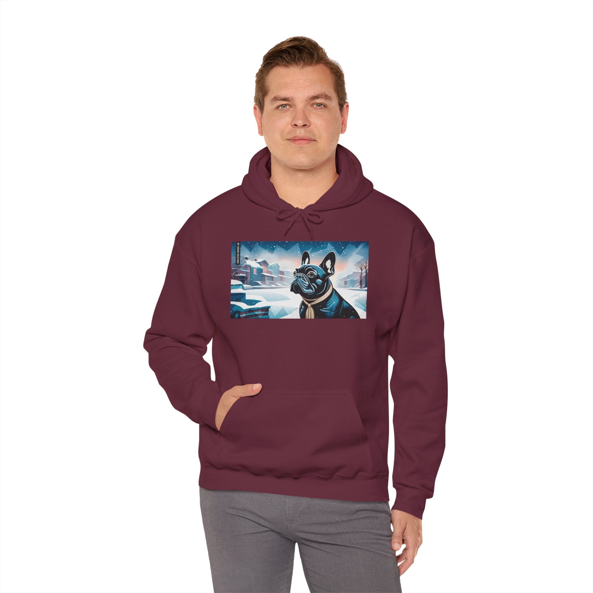French Bulldog Hoodie w Front Pocket - Cozy, Unisex, Heavy Blend Sweatshirt