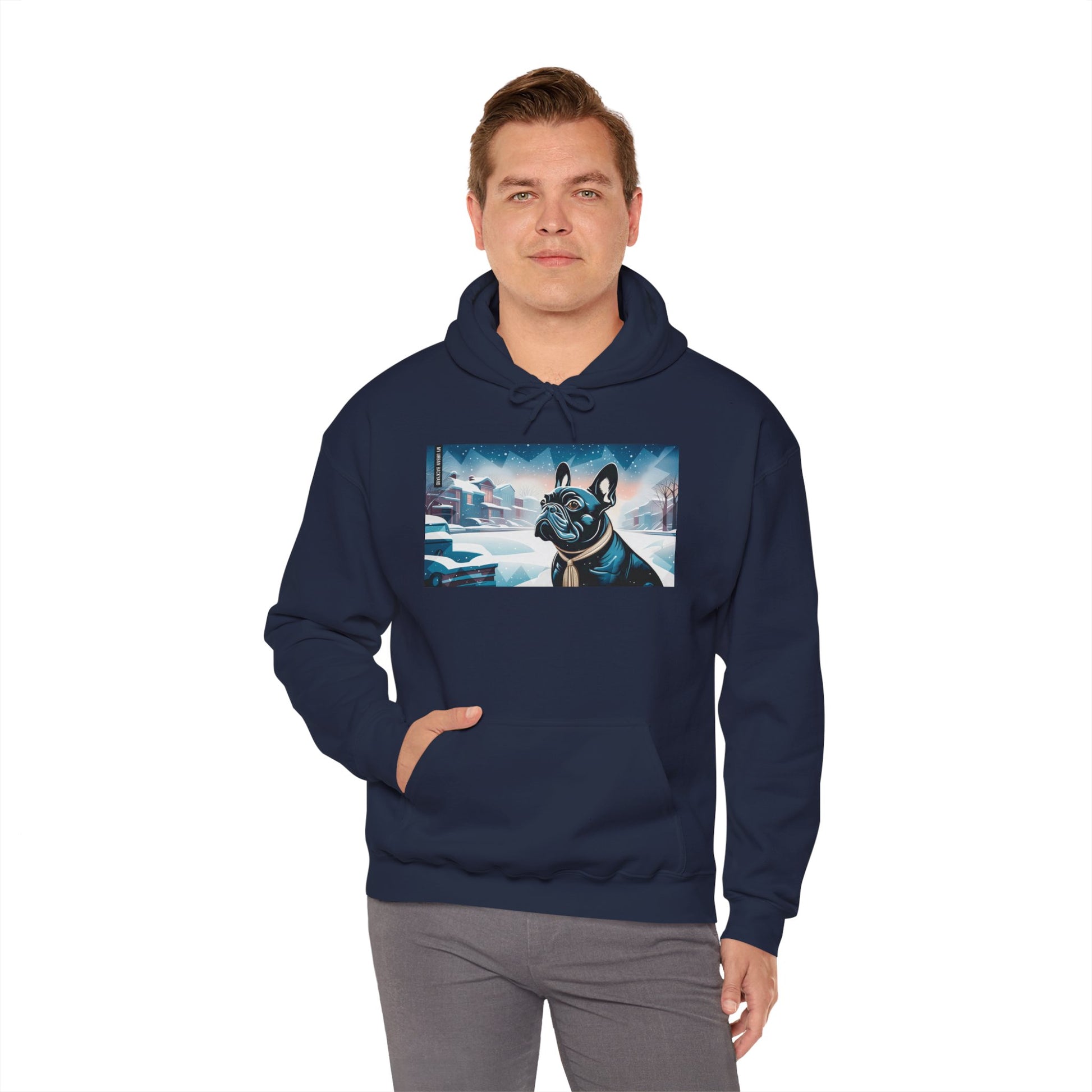 French Bulldog Hoodie w Front Pocket - Cozy, Unisex, Heavy Blend Sweatshirt