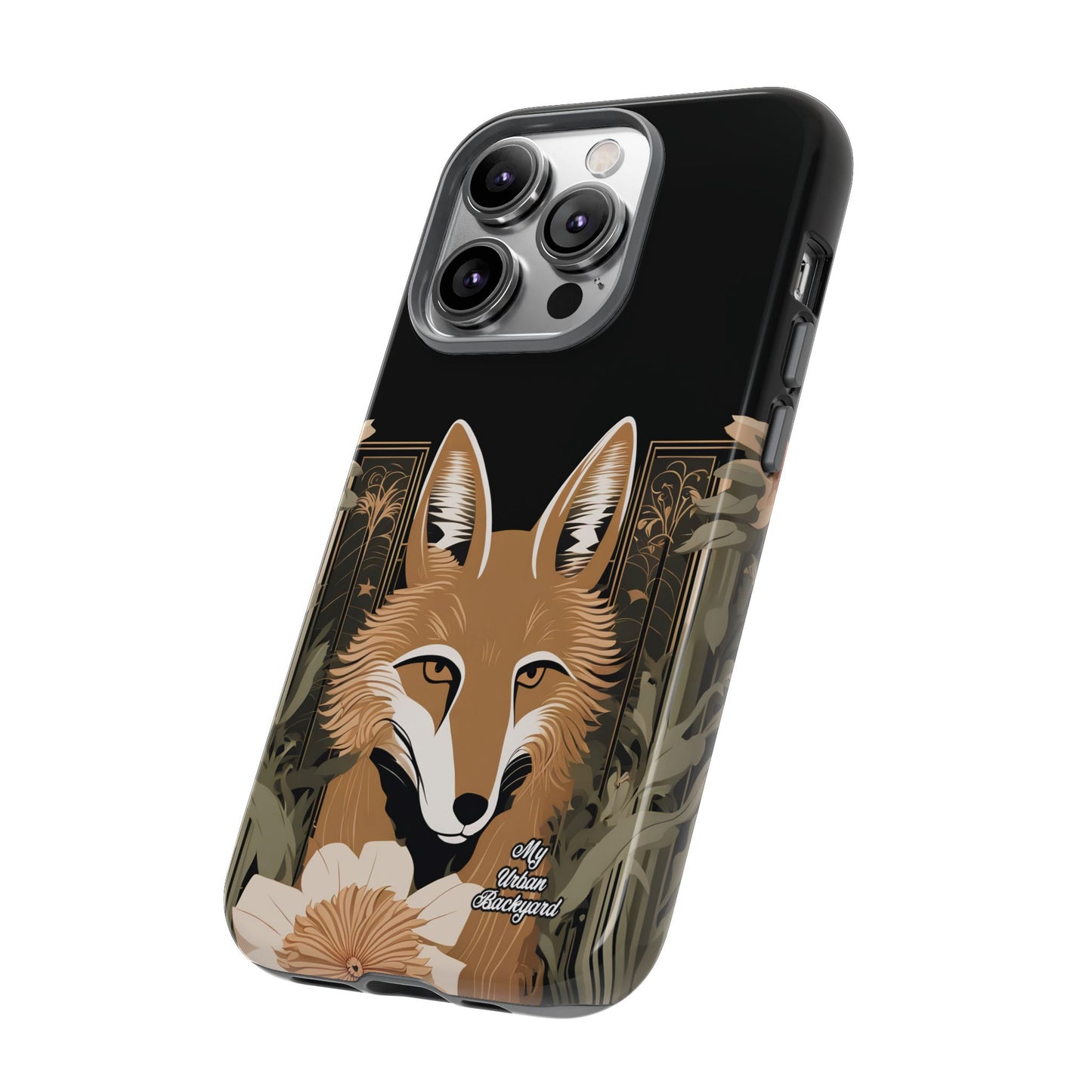 Art Deco Coyote with Flower, Cell Phone Case - Apple, Samsung or Google Pixel