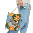 Pigeon and Yellow Flowers Tote Bag with Cotton Handles For Everyday Use, 3 Sizes