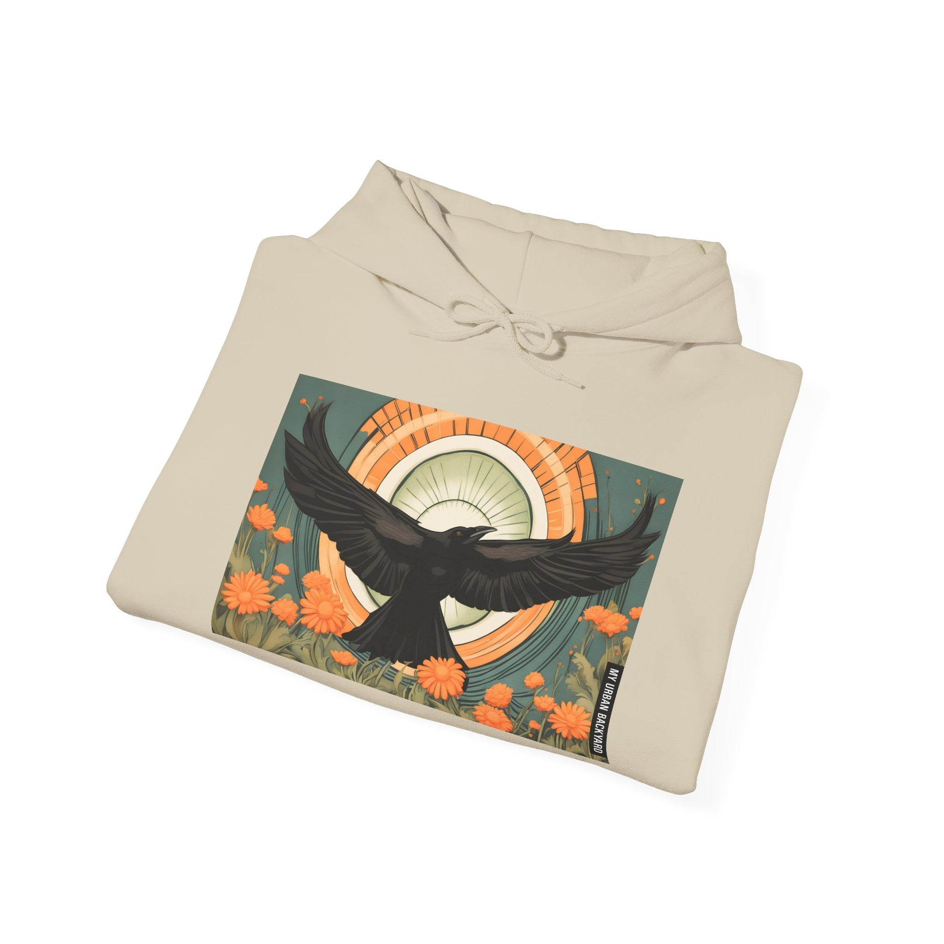 Flying Crow Hoodie, Cozy Bird Design Sweatshirt, Gift for Nature Lovers, Fall Fashion, Eco-Friendly Apparel