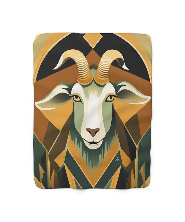 Art Deco Goat, Sherpa Fleece Blanket for Cozy Warmth, 50"x60"