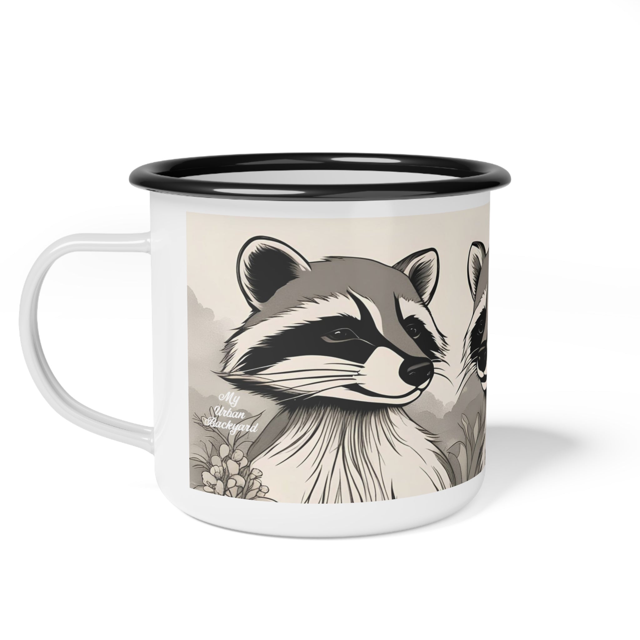 Three Raccoons, Enamel Camping Mug