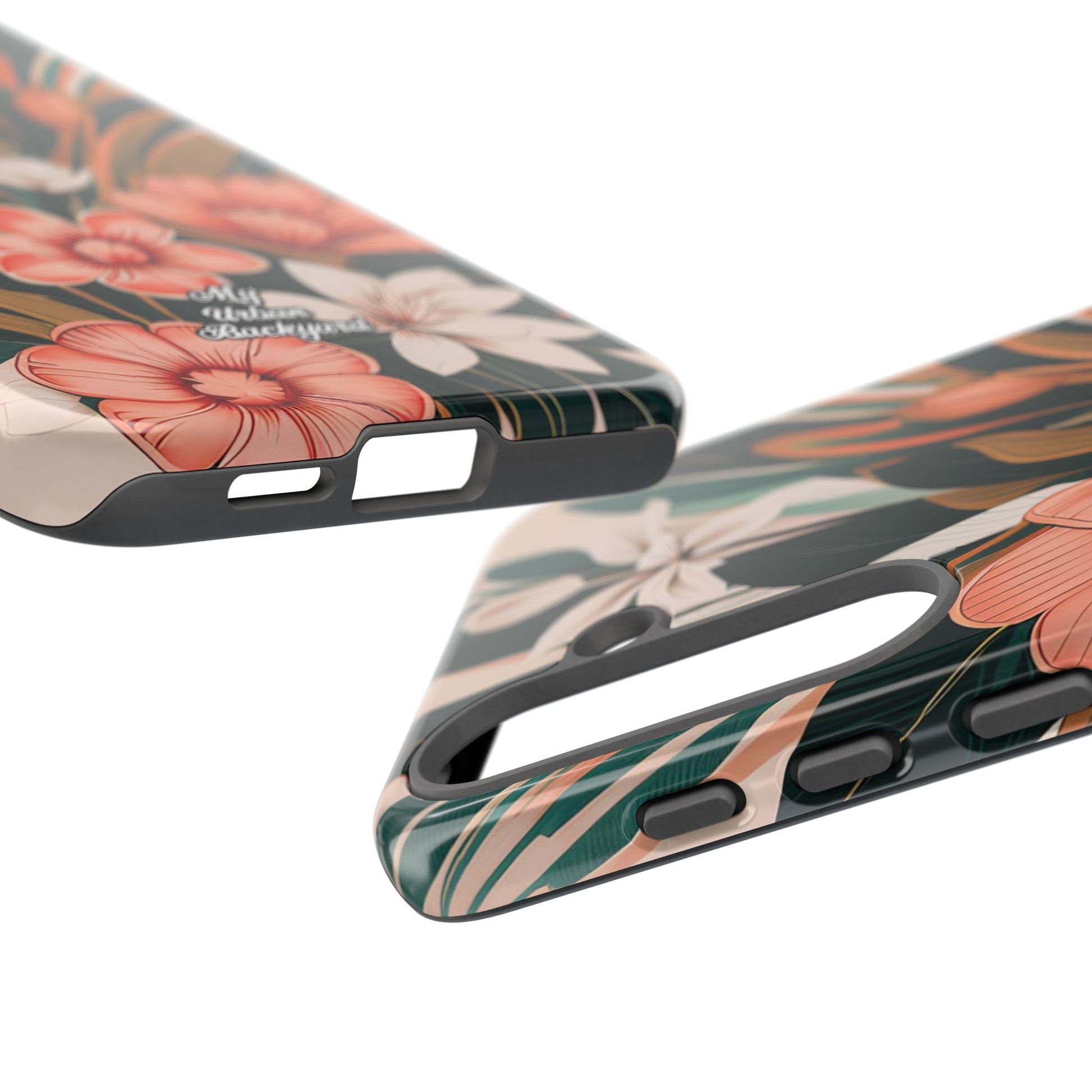 Peach Art Deco Flowers, Cell Phone Case - Apple, Samsung, Google Pixel