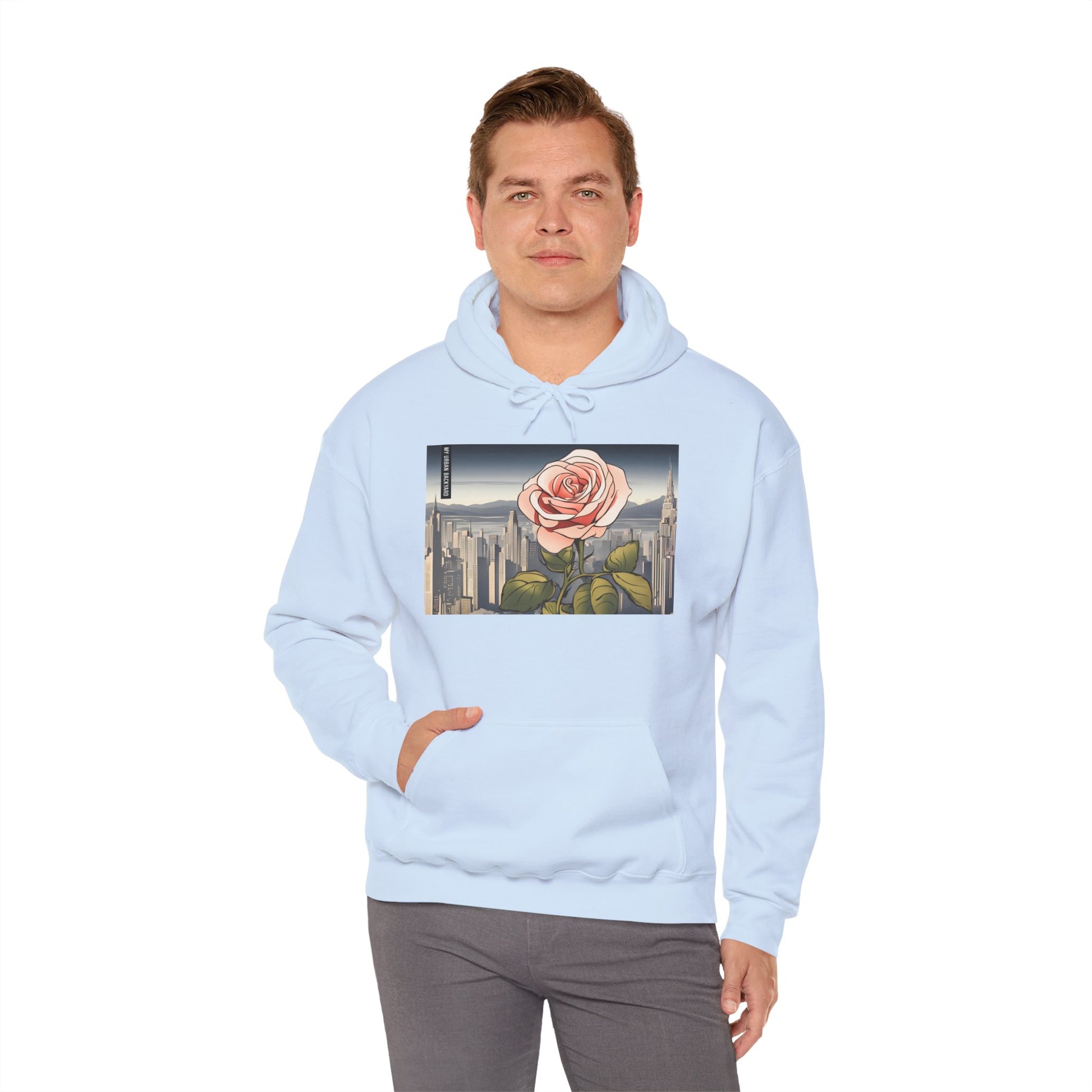 City Rose Unisex Hoodie - Cozy Gift for Plant Lovers, Floral Sweatshirt for Spring, Comfortable Everyday Wear, Birthday Present
