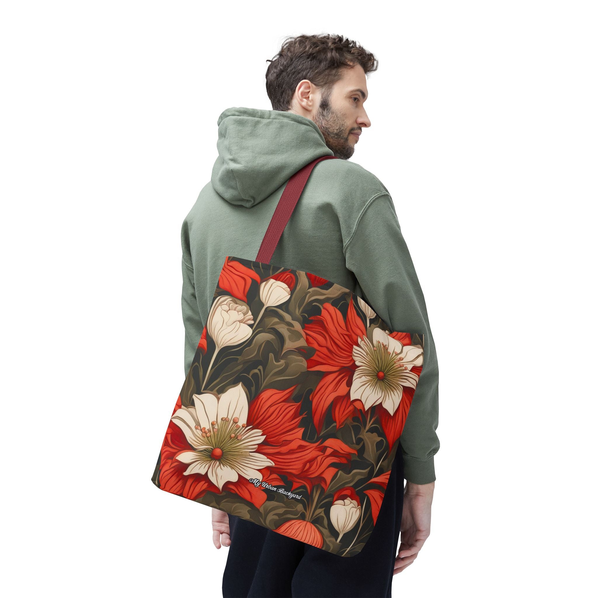 Holiday Flowers Tote Bag with Cotton Handles For Everyday Use, 3 Sizes