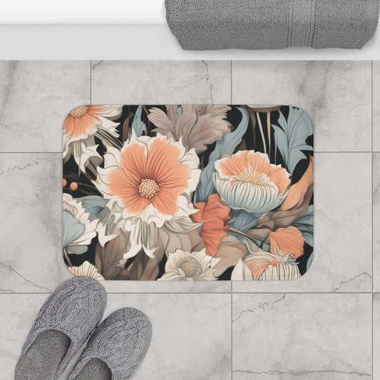 Muted Wildflower Bouquet, Memory Foam Bath Mat - Cozy Bathroom Essential