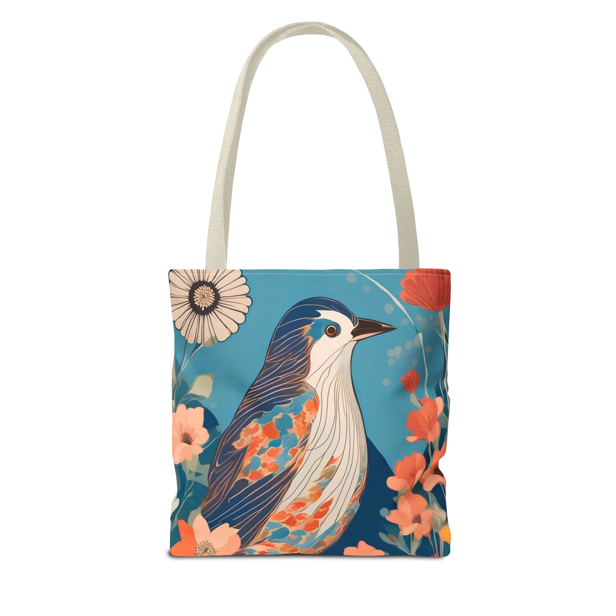 Colorful Bird, Everyday Tote Bag w Cotton Handles