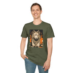 Wolf with Flowers, 100% Cotton T-Shirt