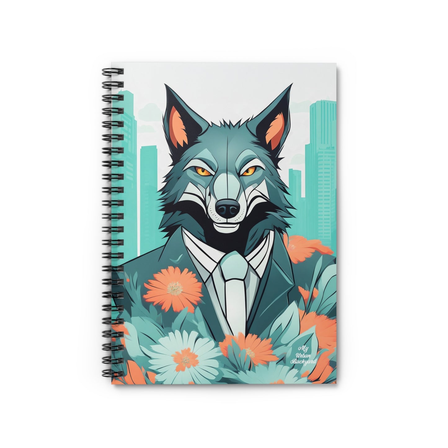 Vincent Blueclaw, Wolf Spiral Notebook Writing Journal - 118 Ruled Pages