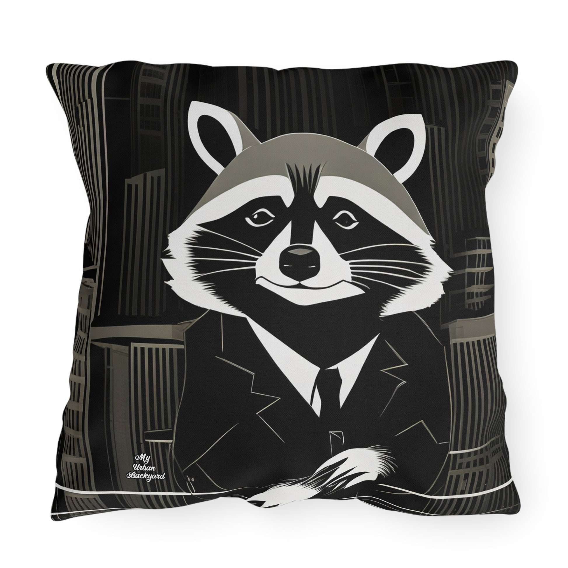 Oliver Nighteyes, Raccoon Throw Pillow, Indoor/Outdoor Decor for Home or Office