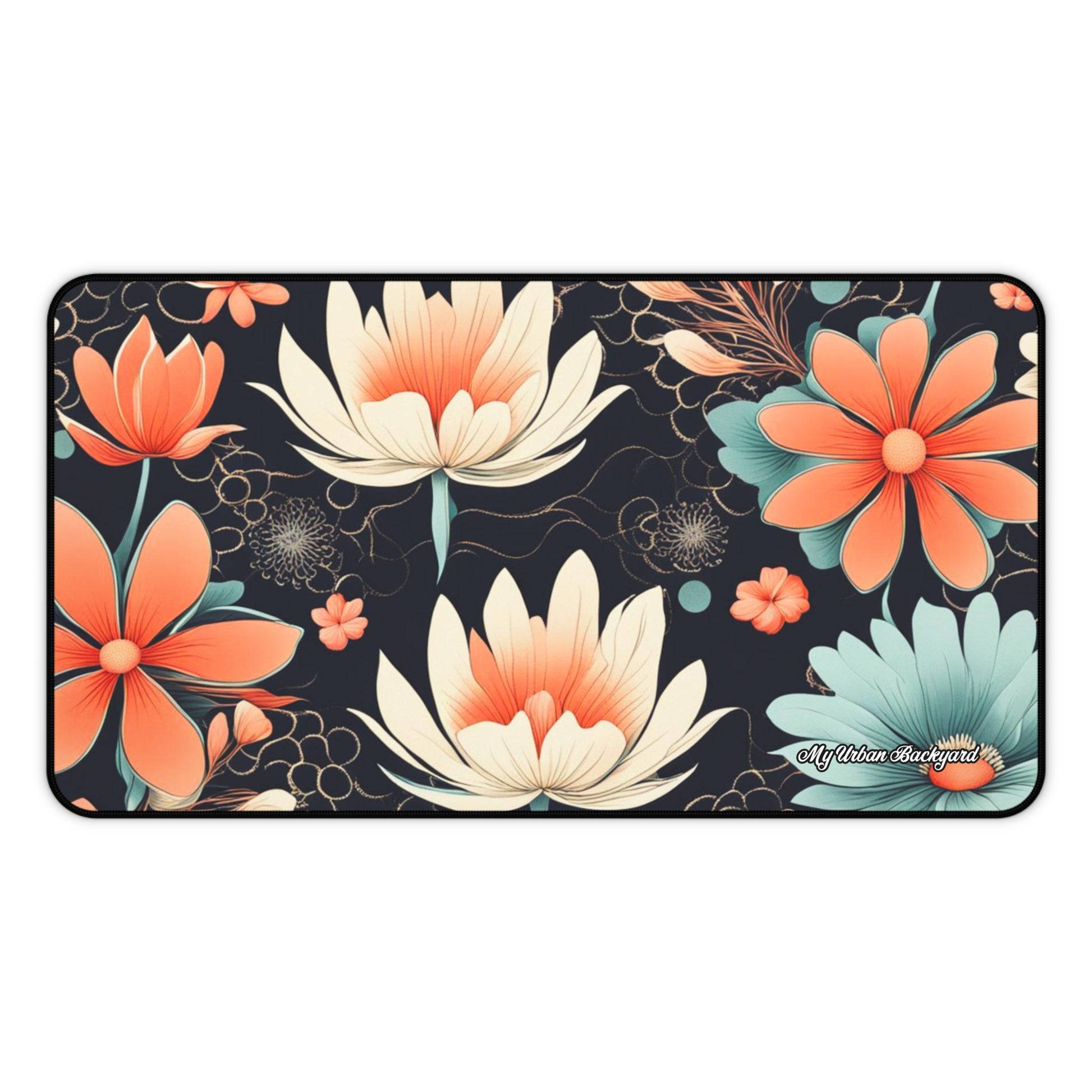Water Lily Flowers Desk Mat - Colorful Workspace Decor, Great for Home Office, Gift for Students, Unique Mouse Pad, Pretty Desk Accessories, 3 Sizes