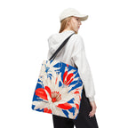 Red White & Blue Flowers Tote Bag with Cotton Handles For Everyday Use, 3 Sizes
