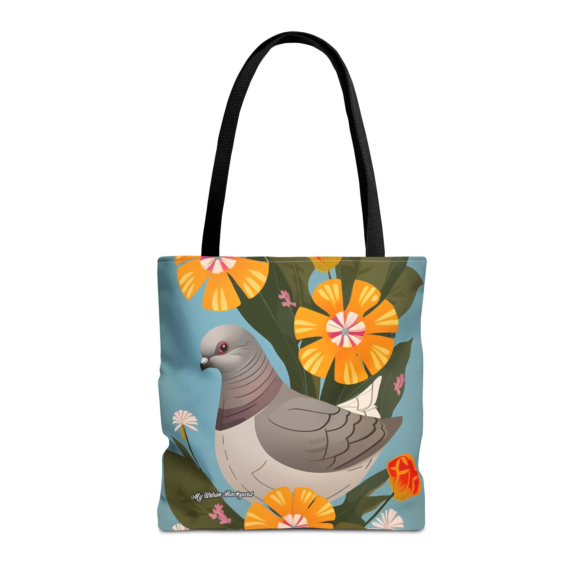 Pigeon and Yellow Flowers Tote Bag with Cotton Handles For Everyday Use, 3 Sizes