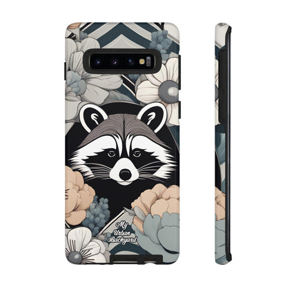 Art Deco Raccoon with Flowers, Cell Phone Case - Apple, Samsung, or Google Pixel