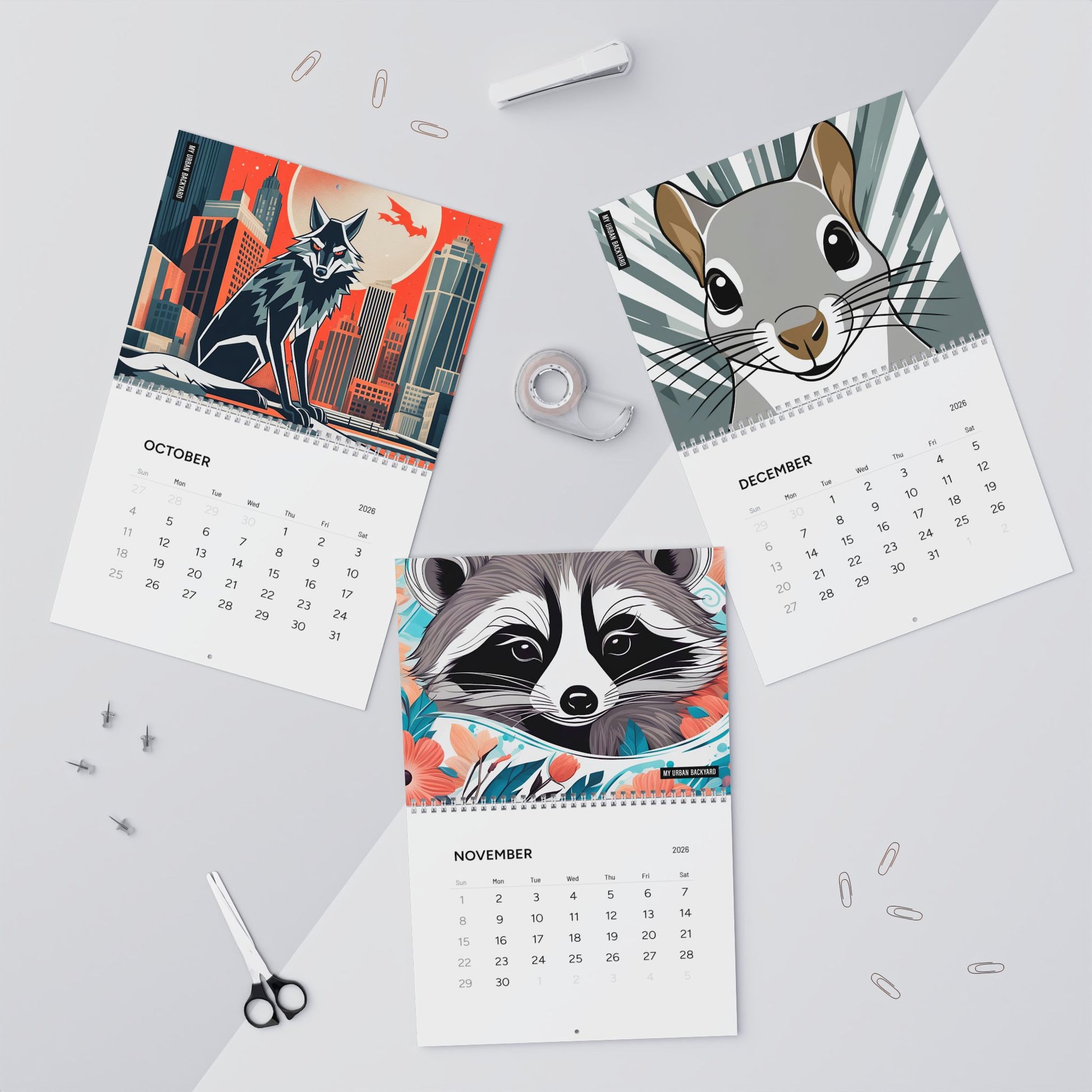 2026 My Urban Backyard Wall Calendar - Monthly Planner for Nature Lovers and Art Enthusiasts