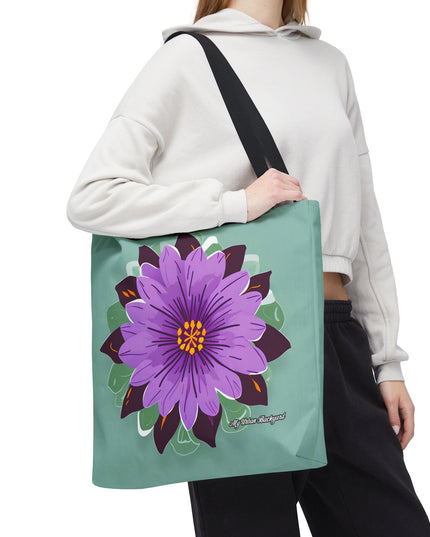 Purple Flower Tote Bag with Cotton Handles For Everyday Use, 3 Sizes