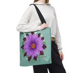 Purple Flower Tote Bag with Cotton Handles For Everyday Use, 3 Sizes