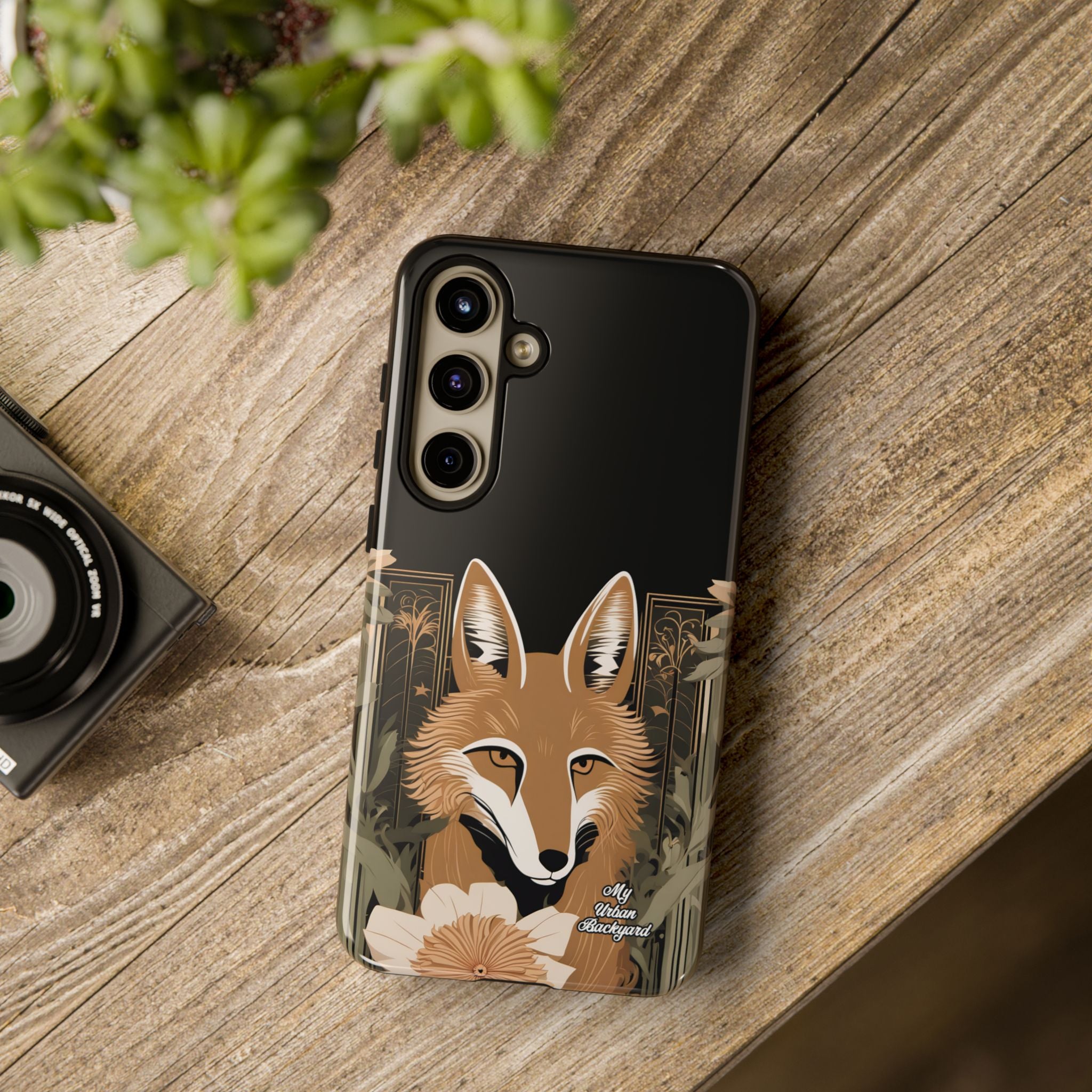 Art Deco Coyote with Flower, Cell Phone Case - Apple, Samsung, Google Pixel