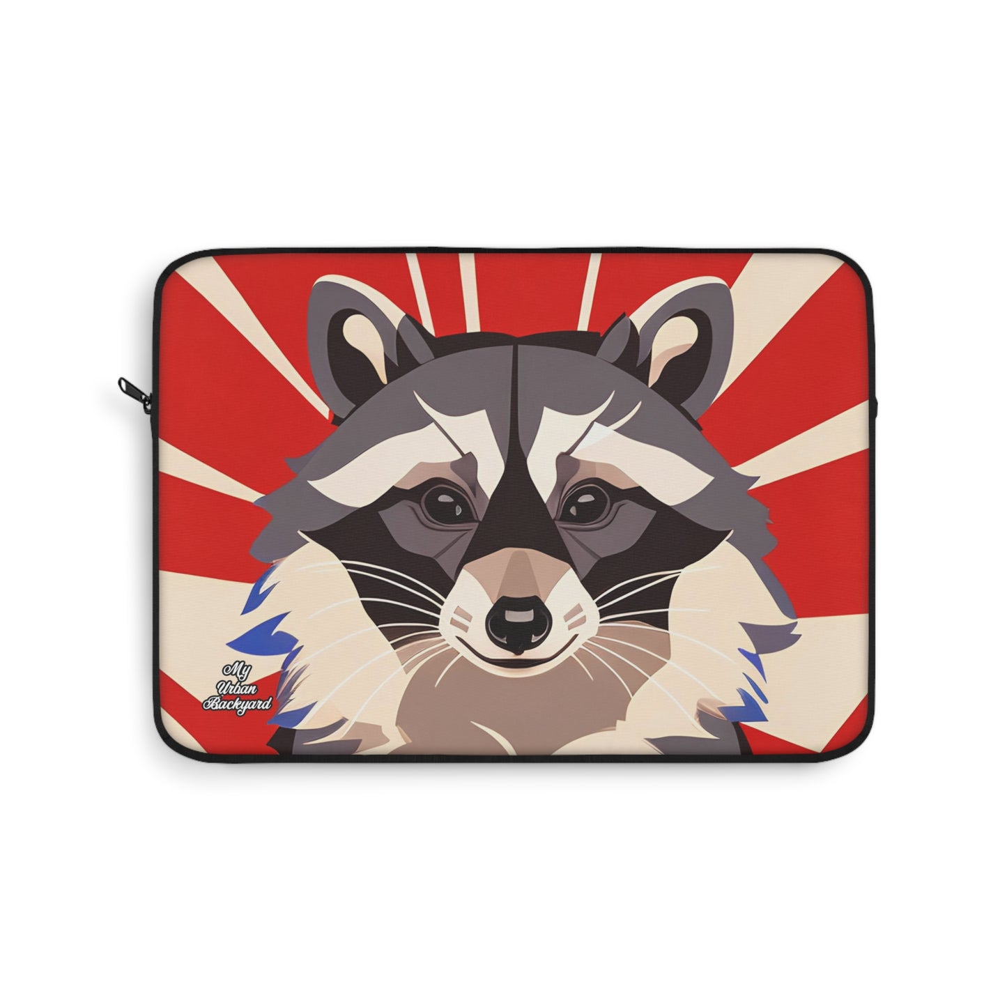 Raccoon on Art Deco Rays, Laptop Carrying Case, Top Loading Sleeve for School or Work