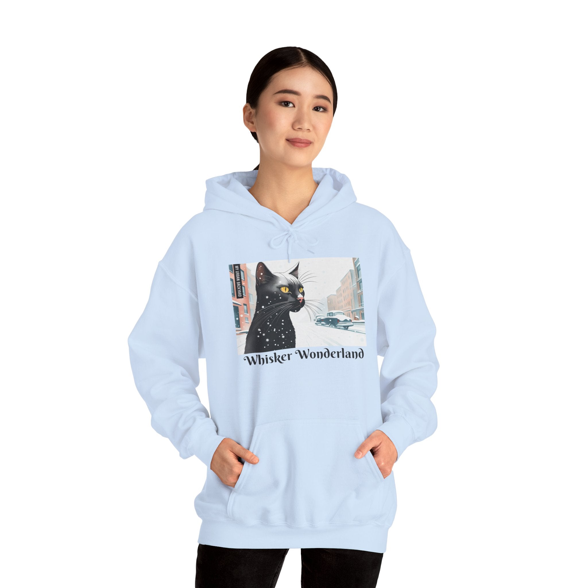 Whisker Wonderland, Cat Unisex Hoodie w Front Pocket