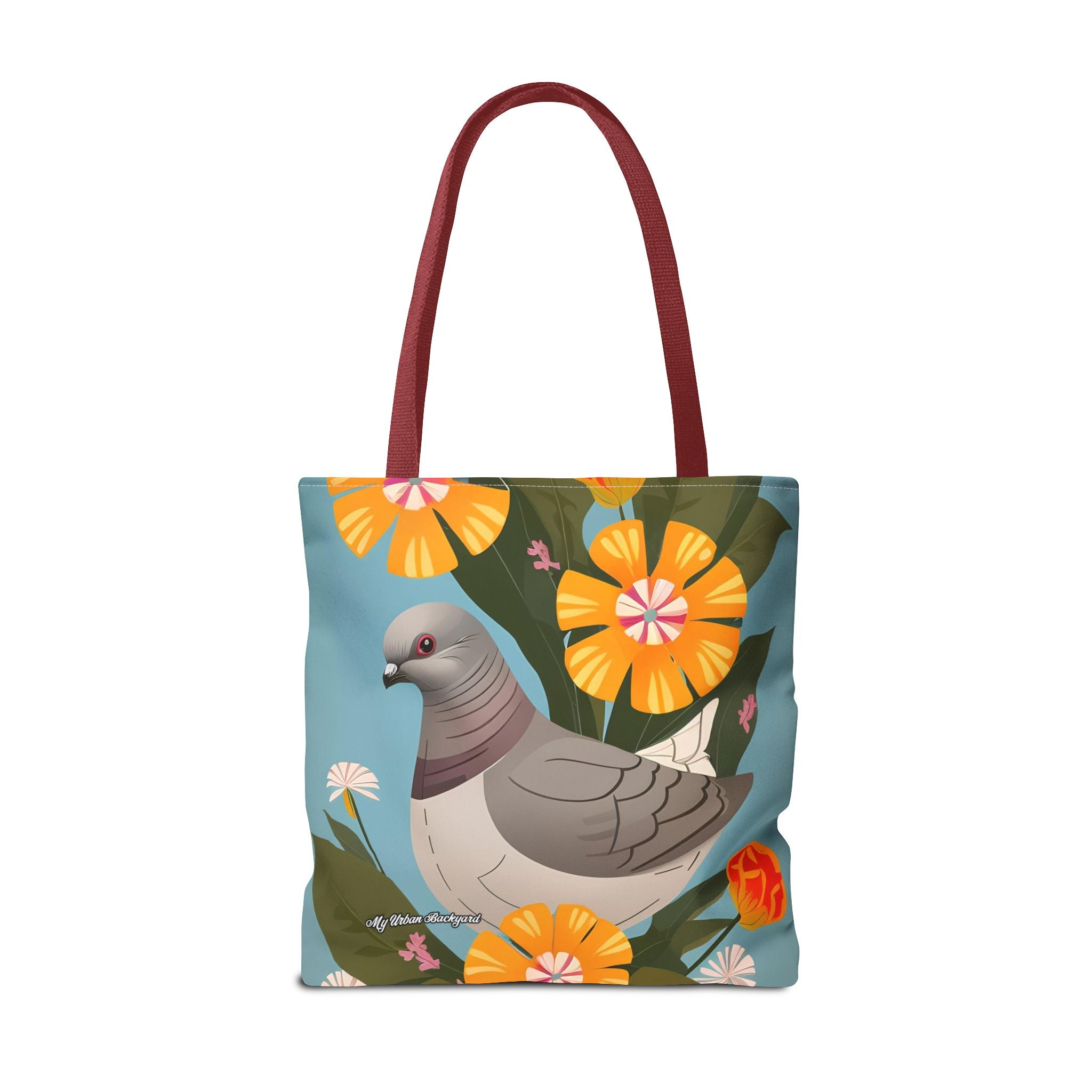 Pigeon and Yellow Flowers Tote Bag with Cotton Handles For Everyday Use, 3 Sizes