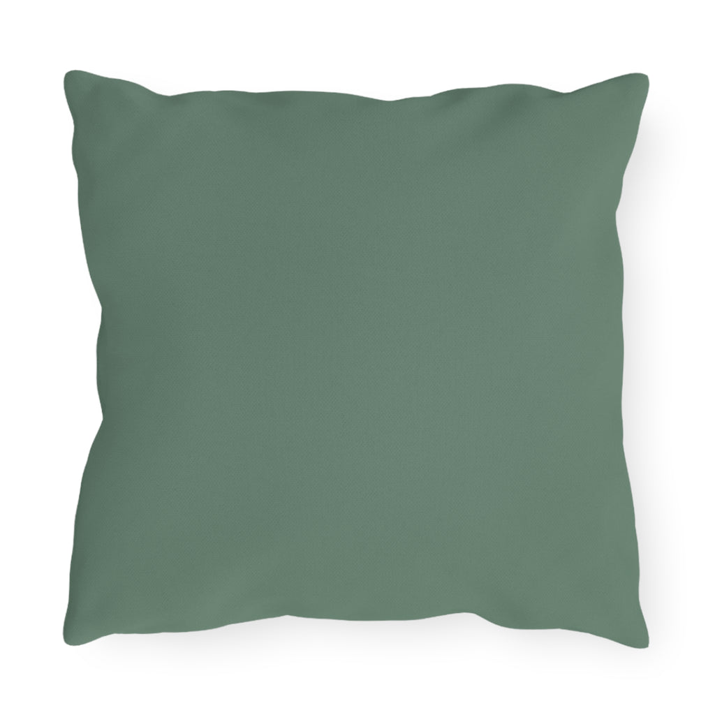 Blanca Purrington, Cat Throw Pillow, Slate Green accent color, Indoor/Outdoor Decor for Home or Office