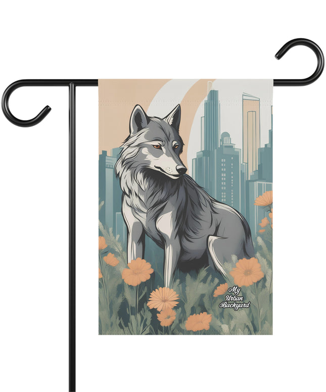 Urban Wolf, Garden Flag for Yard, Patio, Porch, or Work, 12"x18" - Flag only