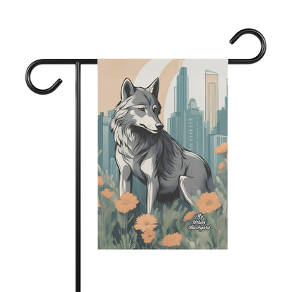 Urban Wolf, Garden Flag for Yard, Patio, Porch, or Work, 12"x18" - Flag only