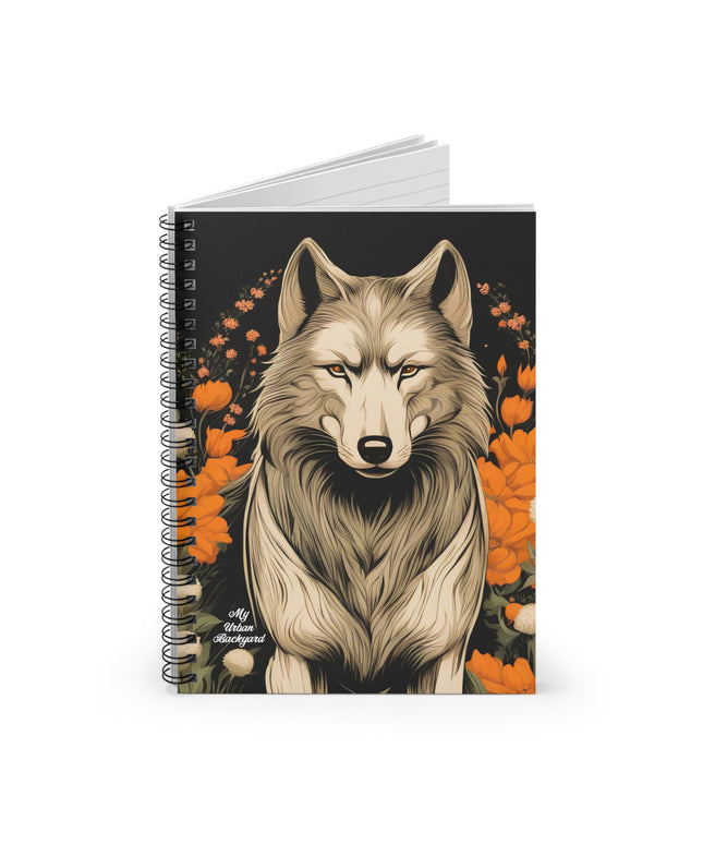 Wolf with Flowers, Spiral Notebook Journal - Write in Style