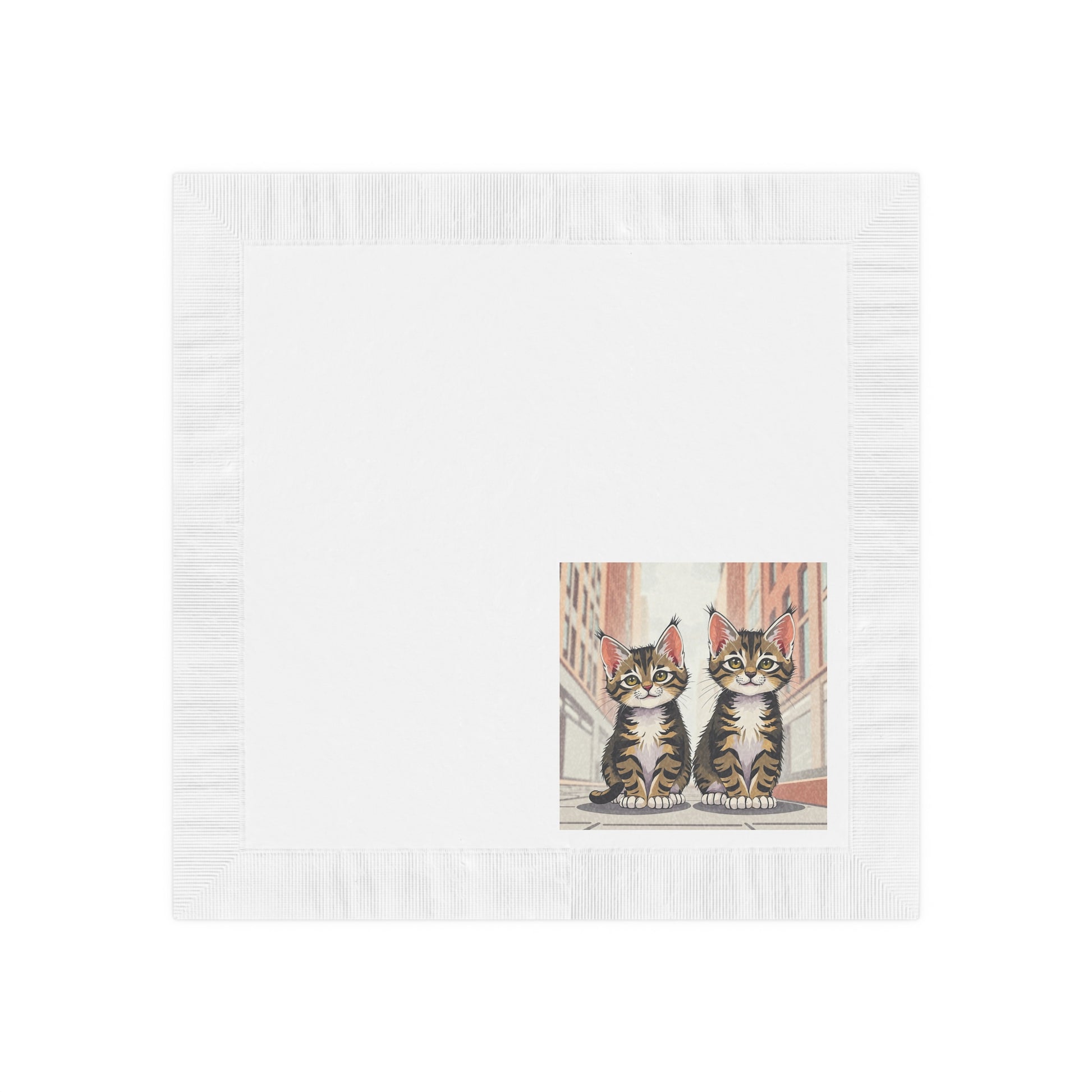 Cute Tabby Kittens Cocktail Napkins — Pack of Decorative White Party Napkins, 2 sizes, Pack of 50 or 100