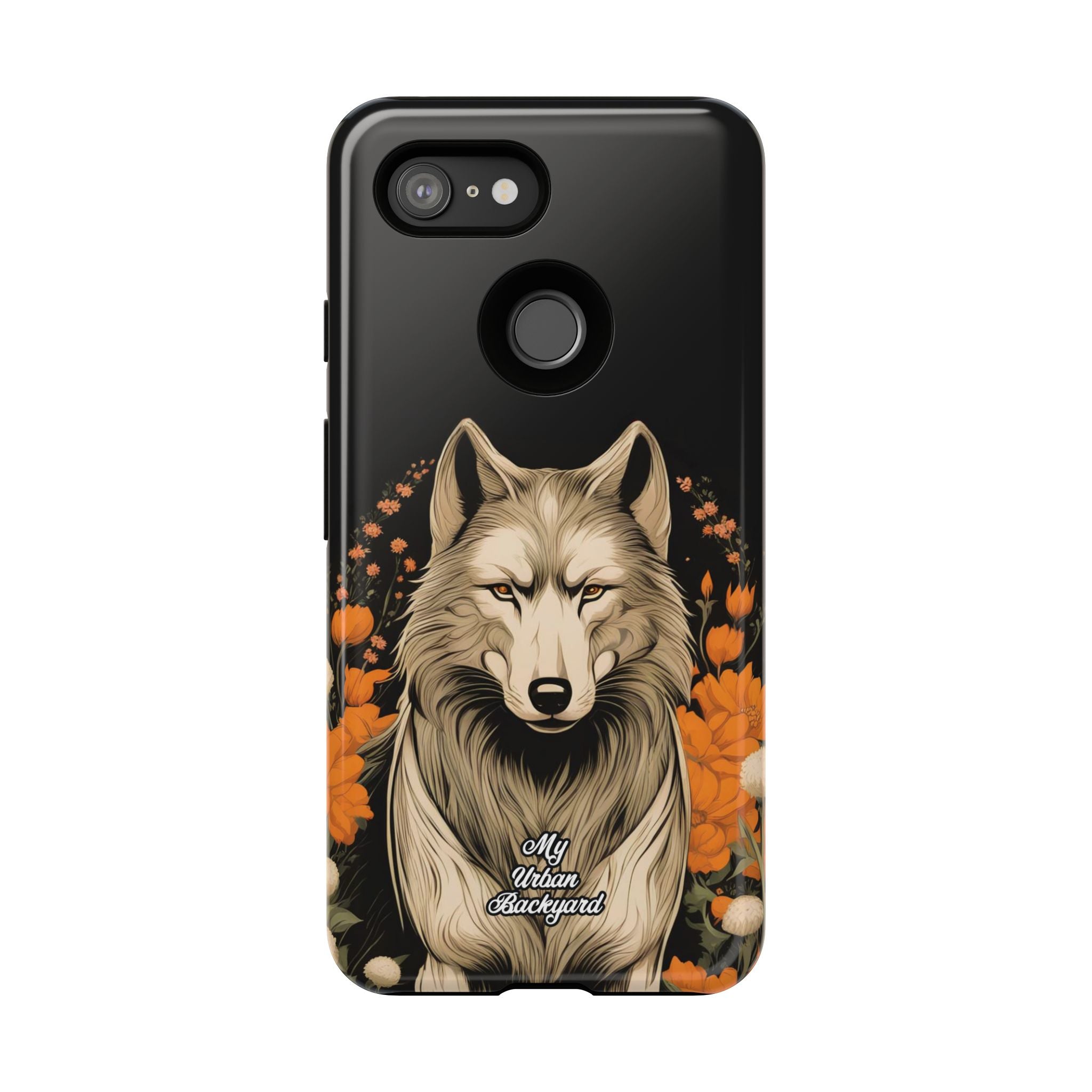 Wolf with Flowers, Animal Cell Phone Case - Apple, Samsung, Google Pixel