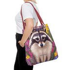 Raccoon and Flowers Tote Bag with Cotton Handles For Everyday Use, 3 Sizes