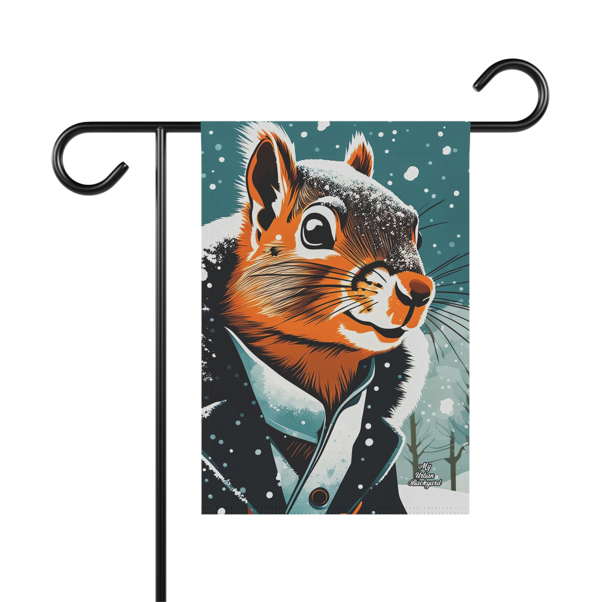 Winter Squirrel Garden Banner, Outdoor Decor, Seasonal Flag, Nature Lover Gift, Holiday Decoration, Home and Garden Decor