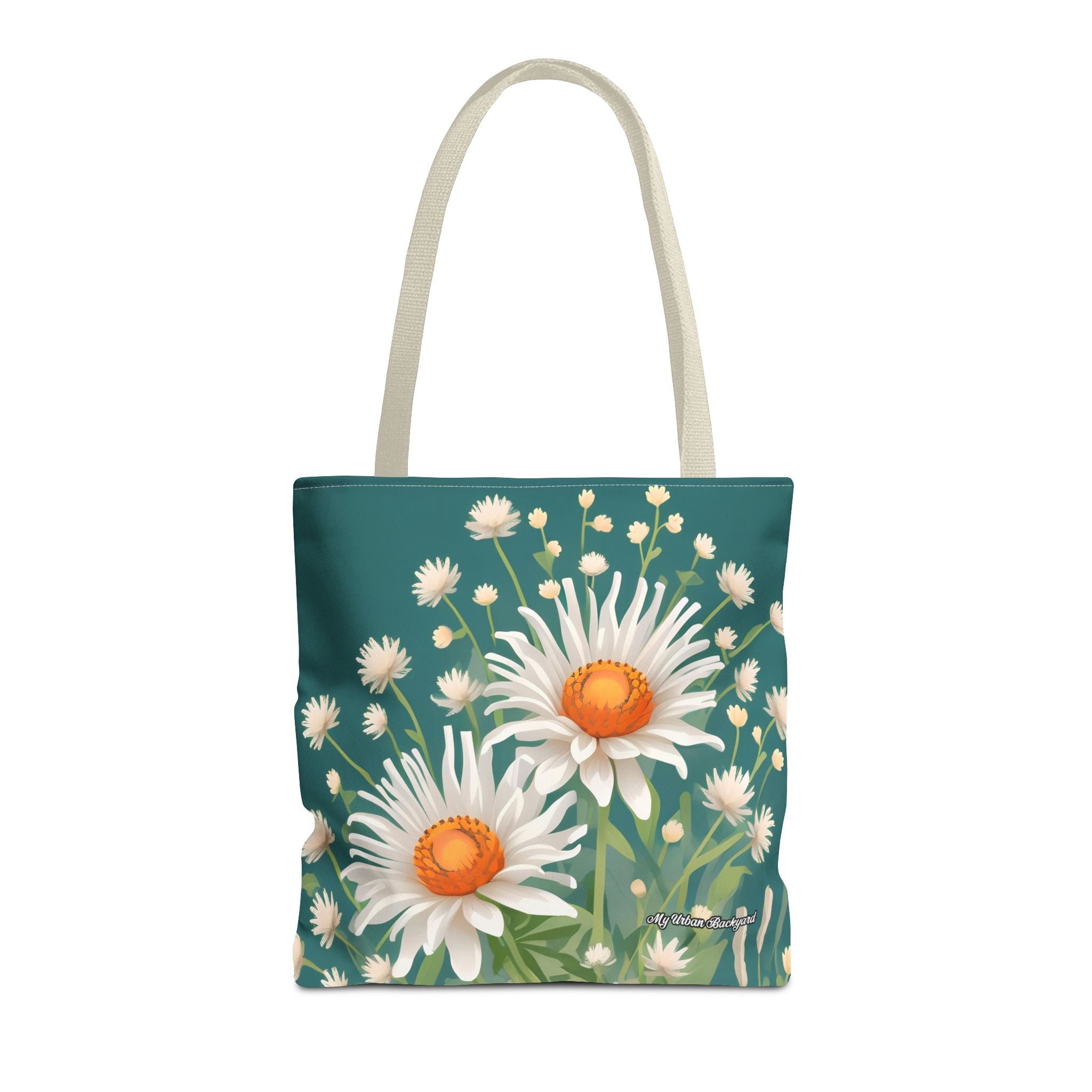 White Flowers Tote Bag with Cotton Handles For Everyday Use, 3 Sizes