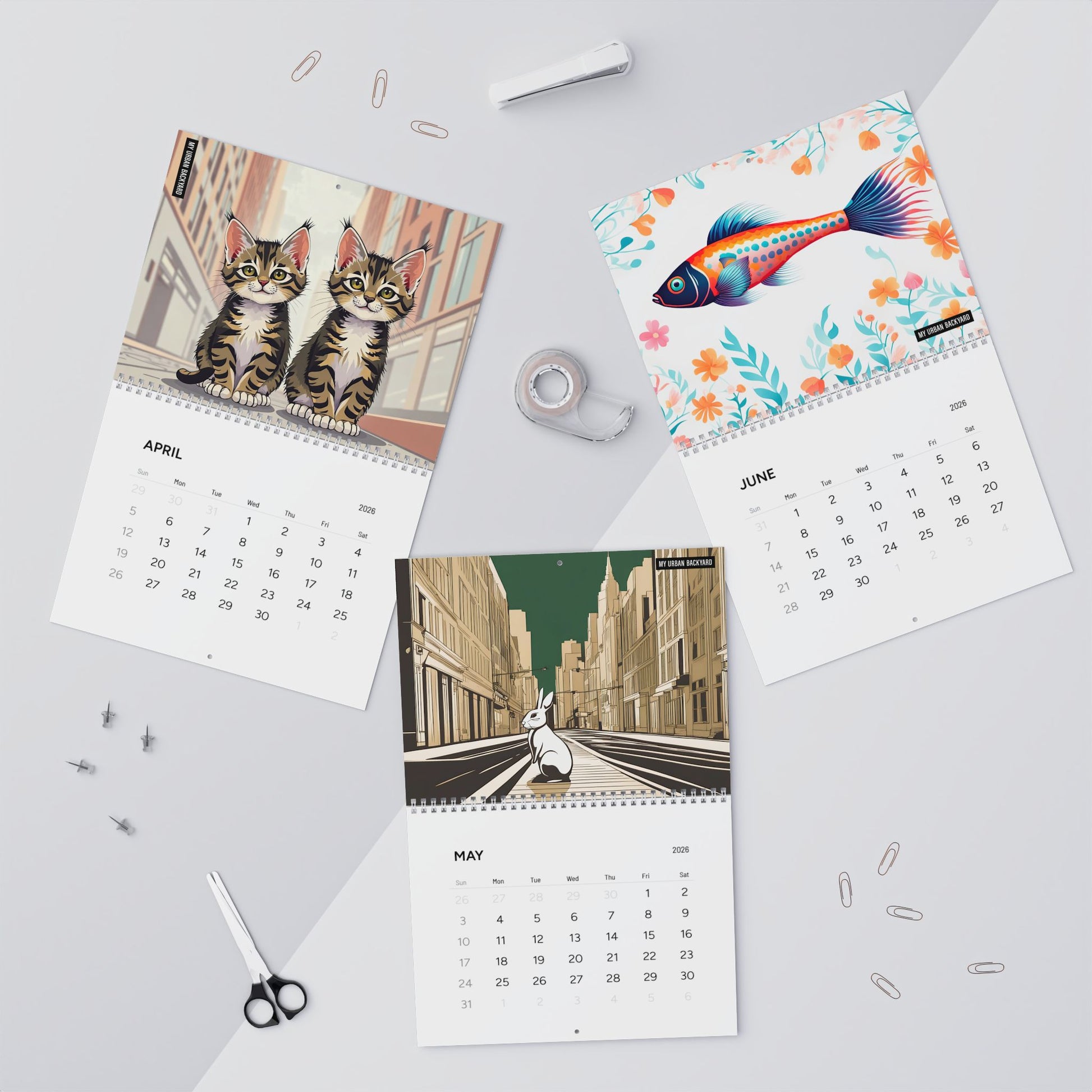 2026 My Urban Backyard Wall Calendar - Monthly Planner for Nature Lovers and Art Enthusiasts