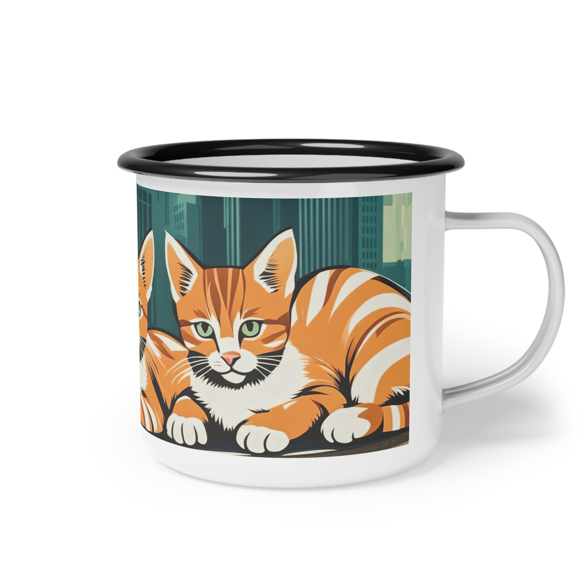 Urban Cats Enamel Camp Cup, Outdoor Mug, Pet Lover Gift, Camping Accessories, Coffee Mug, Travel Cup, Cat Lover Supplies