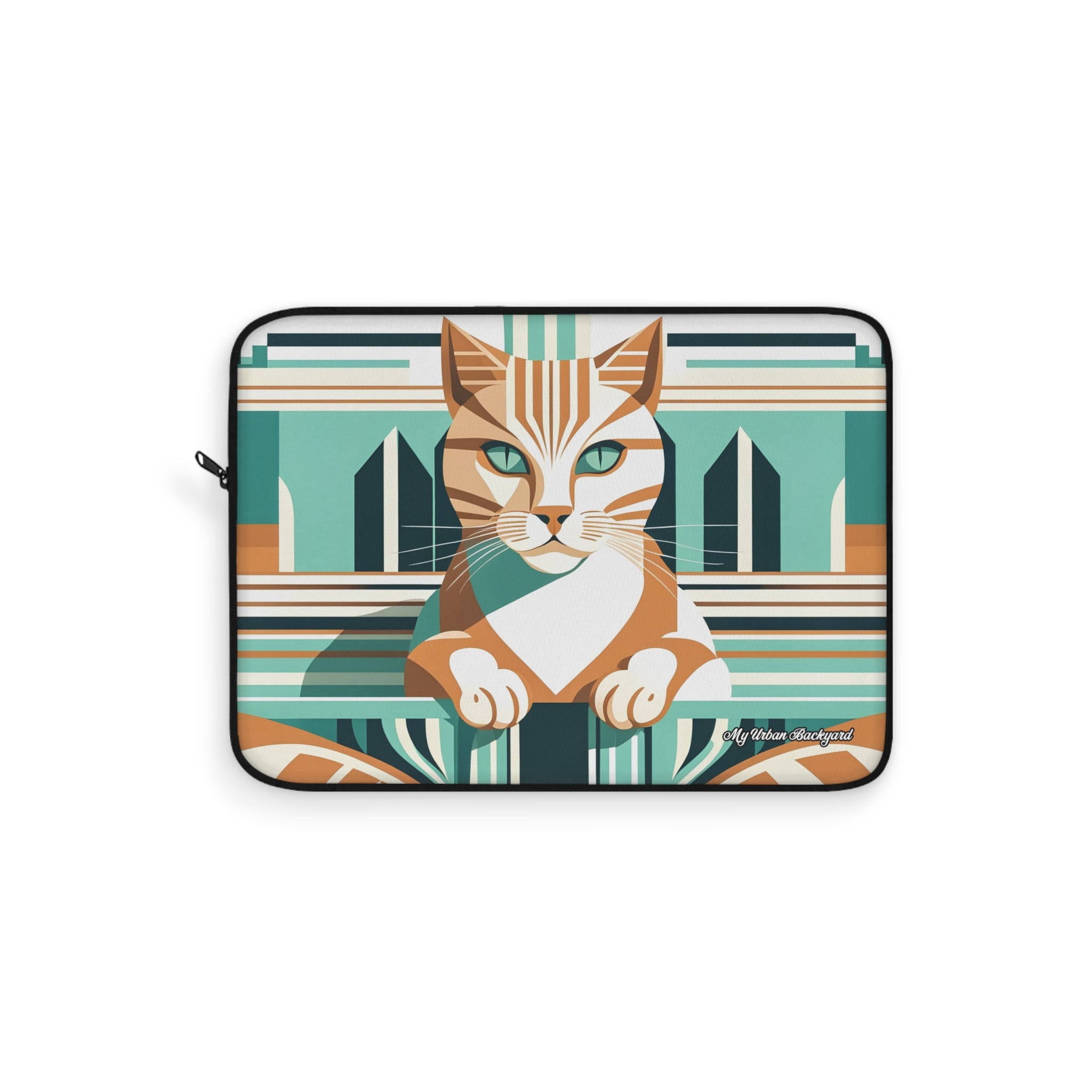 Art Deco Tabby Cat, Soft Laptop Sleeve, Unique Pet Lover Gift, Tech Accessory, Cat-Themed Case, Laptop Cover, Cute Cat Design, 3 Sizes