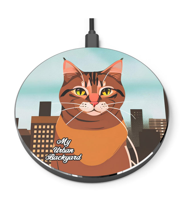 Urban Tabby Cat, 10W Wireless Charger for iPhone, Android, Earbuds