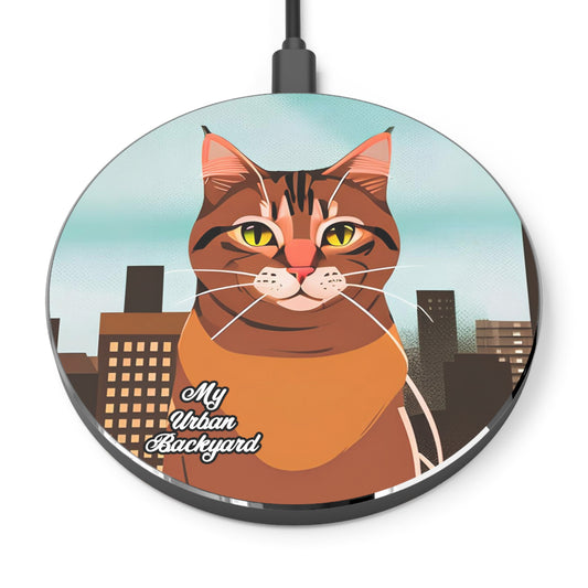 Urban Tabby Cat, 10W Wireless Charger for iPhone, Android, Earbuds
