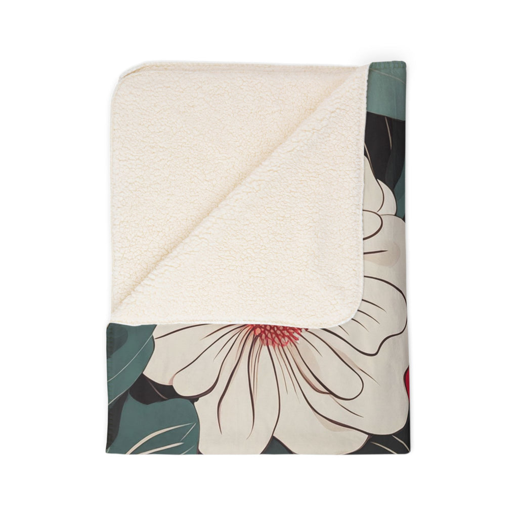Floral Sherpa Fleece Blanket - Cozy Floral Throw for Home Decor