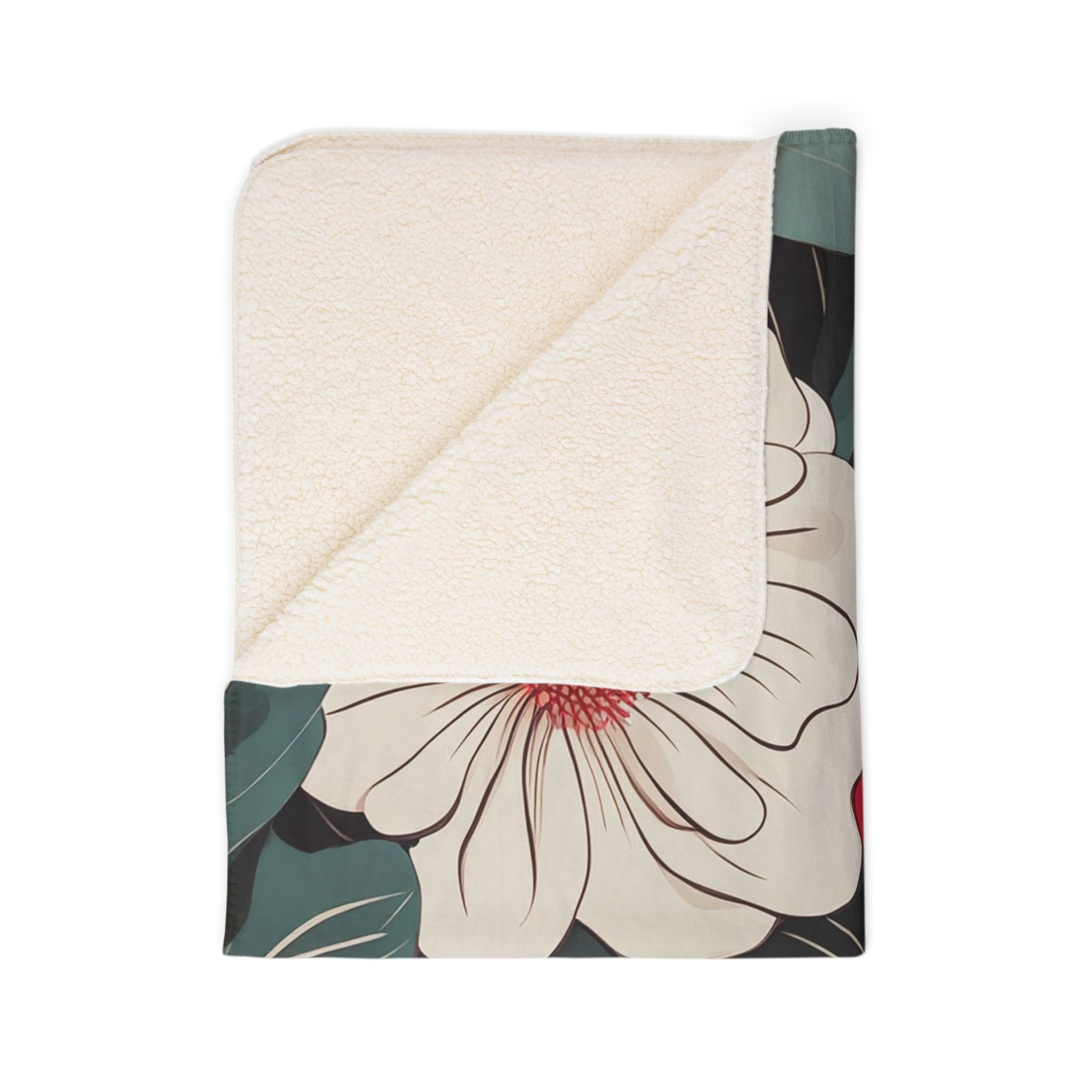 Floral Sherpa Fleece Blanket - Cozy Floral Throw for Home Decor