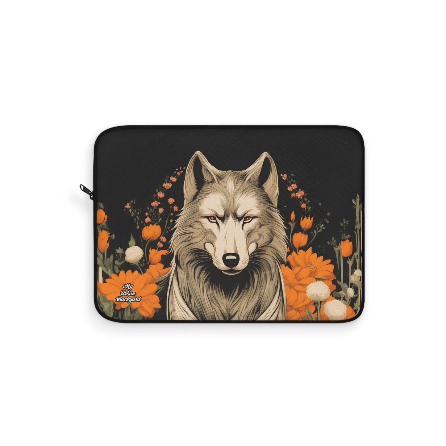 Wolf with Flowers, Laptop Carrying Case, Top Loading Sleeve for School or Work