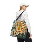 Large White Flower Tote Bag with Cotton Handles For Everyday Use, 3 Sizes