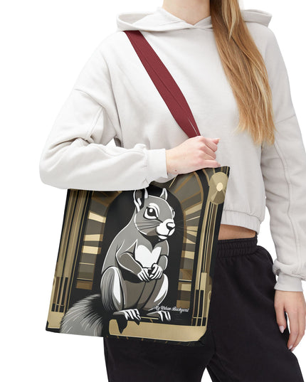 Art Deco Squirrel, Tote Bag with Cotton Handles For Everyday Use, 3 Sizes