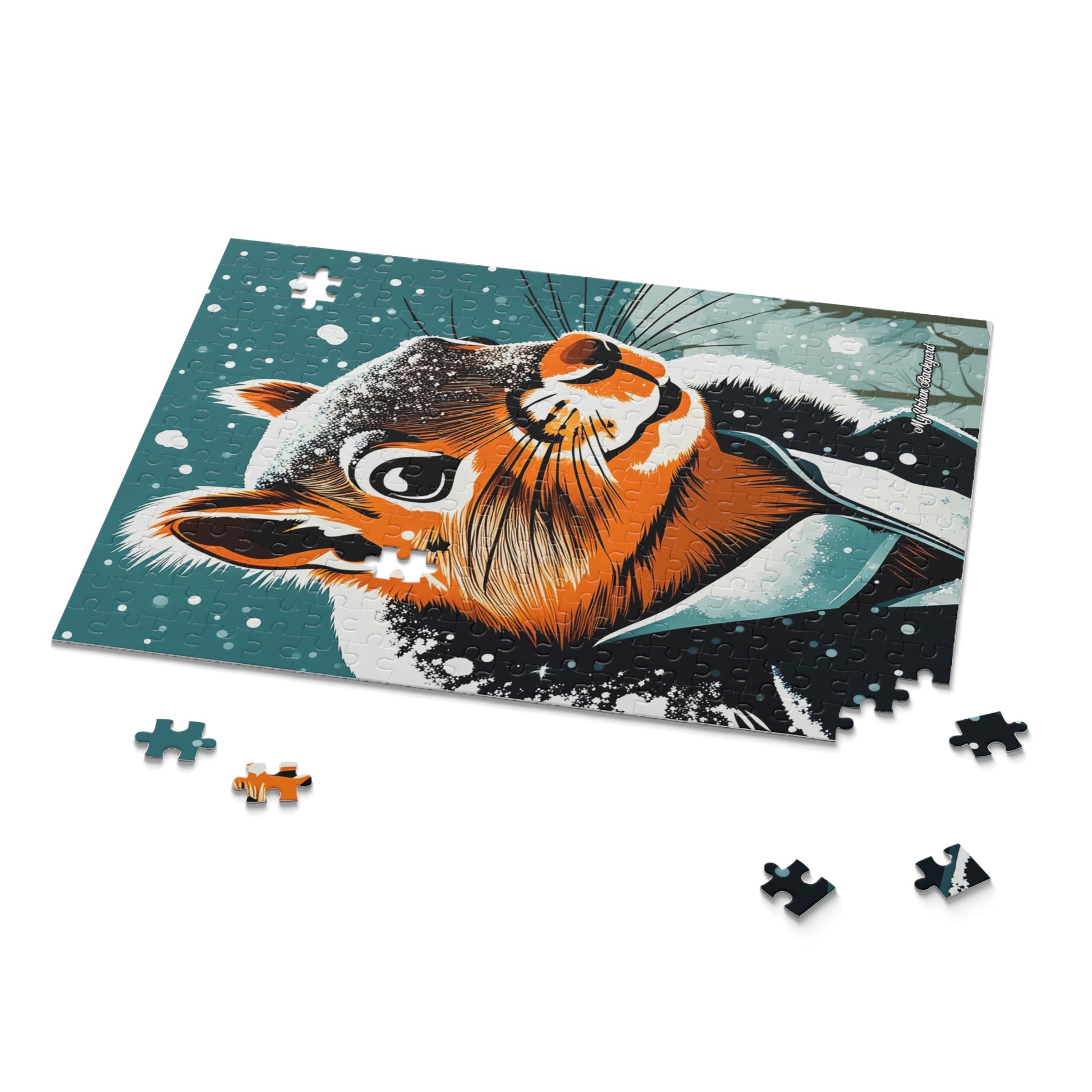 Winter Squirrel Jigsaw Puzzle, Holiday Fun, Family Game Night, Cozy Indoor Activity, Gift for Animal Lovers, (120, 252, or 500-Piece)