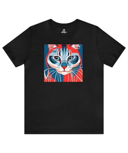 Red White and Blue Cat, Soft 100% Jersey Cotton T-Shirt, Unisex, Short Sleeve, Retail Fit