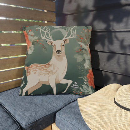 Holiday Deer, Indoor/Outdoor Throw Pillow Decor for Patio, Porch, or Office, 3 sizes