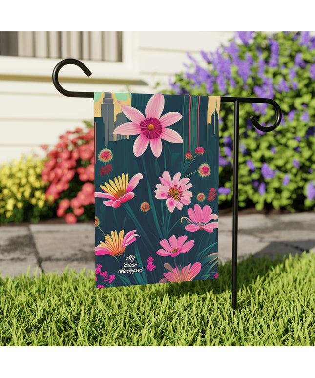Pink Urban Wildflowers, Garden Flag for Yard, Patio, Porch, or Work, 12"x18" - Flag only