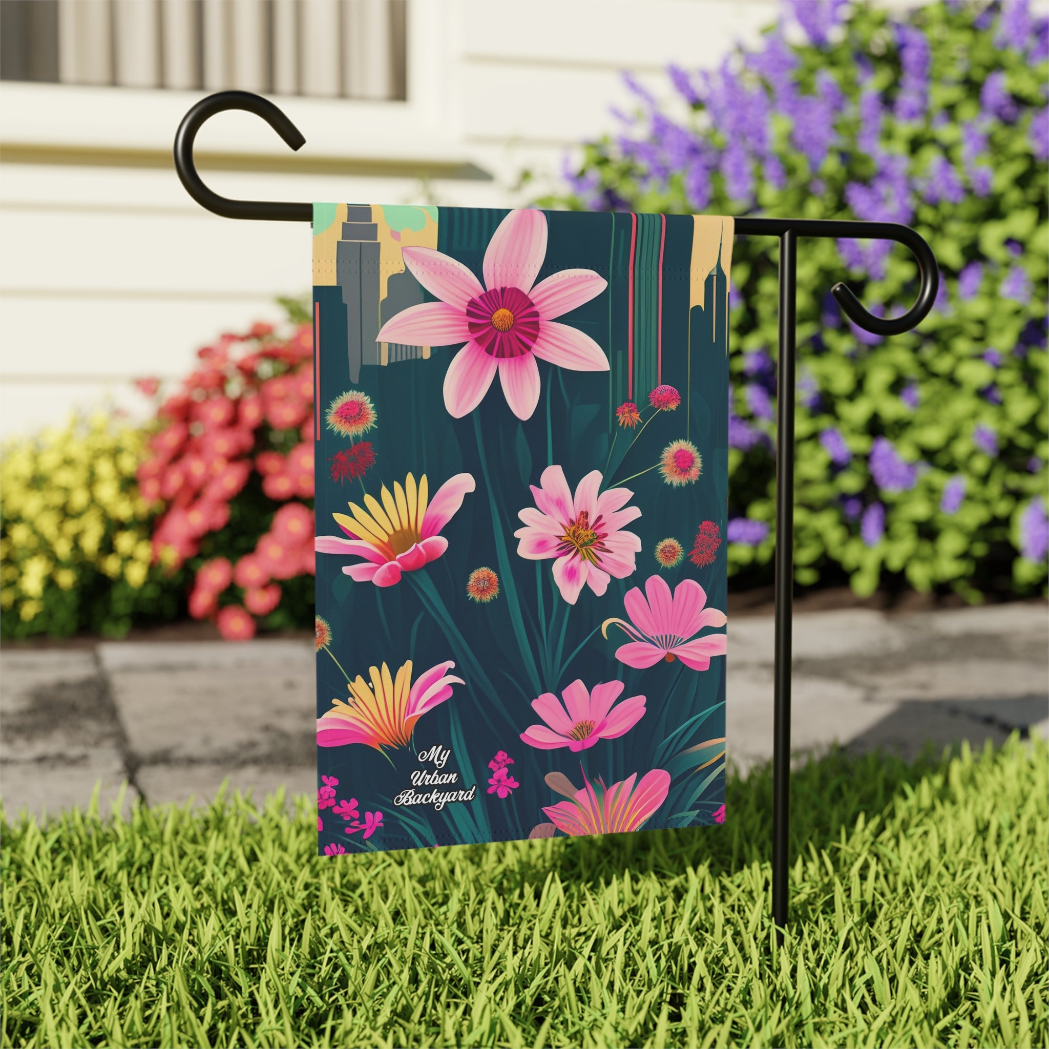 Pink Urban Wildflowers, Garden Flag
